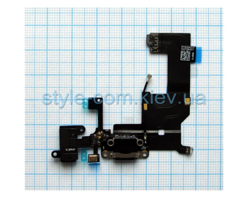 Шлейф для Apple iPhone 5 з роз'ємом зарядки, навушників та мікрофоном black Original Quality TPS-2701372100005 2701372100005