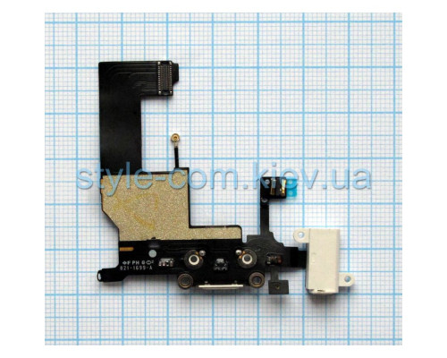 Шлейф для Apple iPhone 5 з роз'ємом зарядки, навушників та мікрофоном white Original Quality TPS-2701525100005 2701525100005