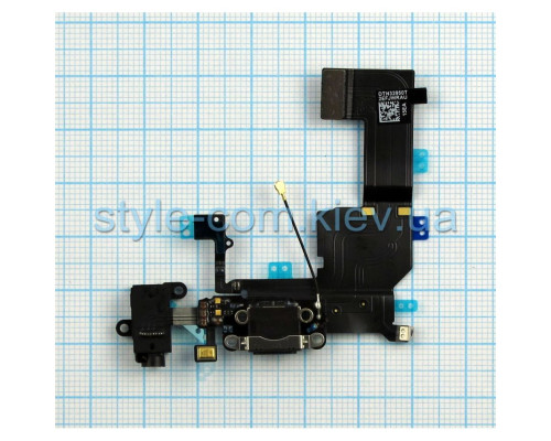 Шлейф для Apple iPhone 5с з роз'ємом зарядки, навушників та мікрофоном black Original Quality TPS-2701552000002 2701552000002