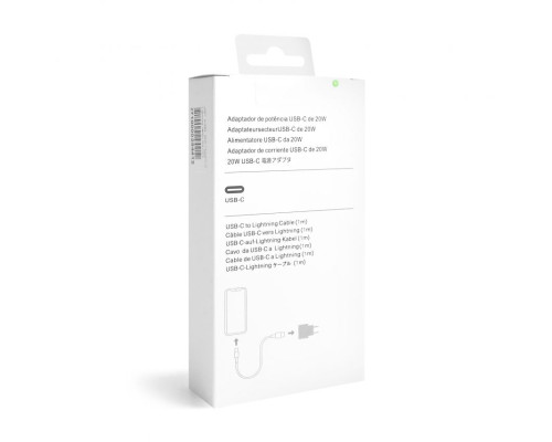 Мережевий зарядний пристрій (адаптер) 2в1 для Apple iРhone A1692 PD / 20W + Data Cable Type-C to Lightning white High Quality carton box logo TPS-2710000294412 2710000294412