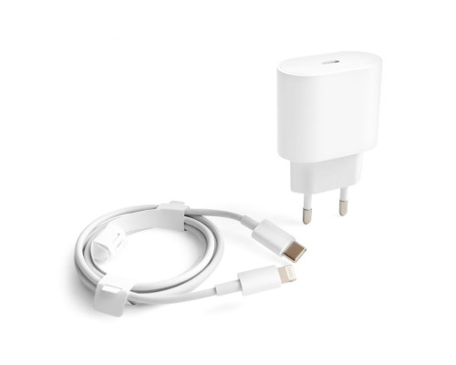 Мережевий зарядний пристрій (адаптер) 2в1 для Apple iРhone A1692 PD / 20W + Data Cable Type-C to Lightning white High Quality carton box logo TPS-2710000294412 2710000294412