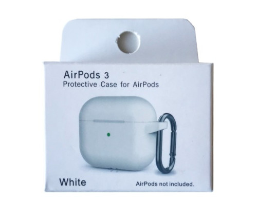 Чохол для AirPods 3 Silicone Slim (+ Карабин) NEW BOX White mag-200000145789433124