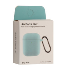 Чохол для AirPods 1/2 Silicon Slim (+ карабин) NEW BOX Sky Blue mag-2000001458358132848