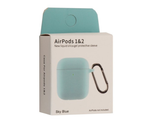 Чохол для AirPods 1/2 Silicon Slim (+ карабин) NEW BOX Sky Blue mag-2000001458358132848