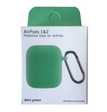 Чохол для AirPods 1/2 Silicon Slim (+ карабин) NEW BOX Mint Green mag-200000145836533168