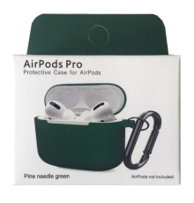 Чохол для AirPods Pro Silicone Slim (+ карабин) NEW BOX Pine nedle green mag-2000001458525132860