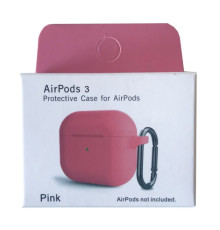 Чохол для AirPods 3 Silicone Slim (+ Карабин) NEW BOX Pink mag-2000001458655132872