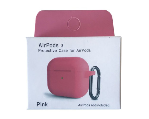 Чохол для AirPods 3 Silicone Slim (+ Карабин) NEW BOX Pink mag-2000001458655132872