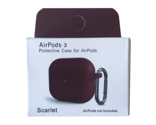 Чохол для AirPods 3 Silicone Slim (+ Карабин) NEW BOX Scarlet mag-2000001458785132883
