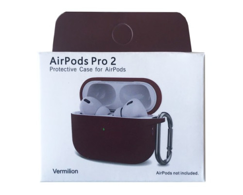 Чохол для AirPods Pro 2 Silicone Slim (+ Карабин) NEW BOX Vermilion mag-2000001459669132901