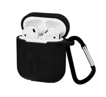 Чохол для AirPods силіконовий LOGO 2в1(+ карабин) тех.пак Black mag-200000097620441085