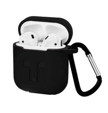 Чохол для AirPods силіконовий LOGO 2в1(+ карабин) тех.пак Black mag-200000097620441085