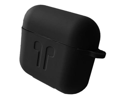 Чохол для AirPods 3 силіконовий 2мм LOGO 2в1(+ карабин) тех.пак Black mag-200000137600399968