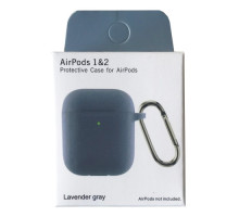 Чохол для AirPods 1/2 Silicon Slim (+ карабин) NEW BOX Lavander gray mag-200000145837233169