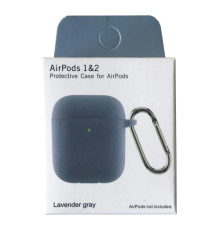 Чохол для AirPods 1/2 Silicon Slim (+ карабин) NEW BOX Lavander gray mag-200000145837233169