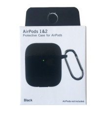 Чохол для AirPods 1/2 Silicon Slim (+ карабин) NEW BOX Black mag-2000001458389132849