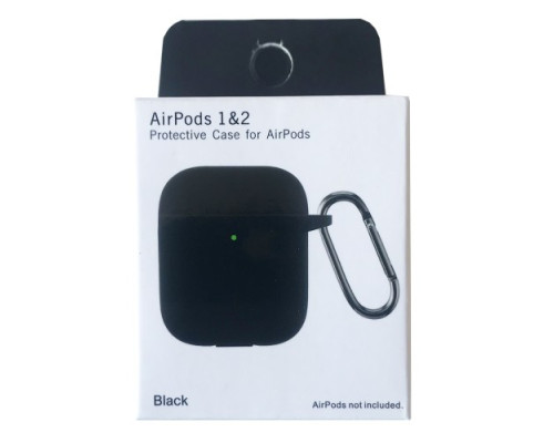 Чохол для AirPods 1/2 Silicon Slim (+ карабин) NEW BOX Black mag-2000001458389132849