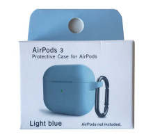 Чохол для AirPods 3 Silicone Slim (+ Карабин) NEW BOX Light blue mag-2000001458662132873