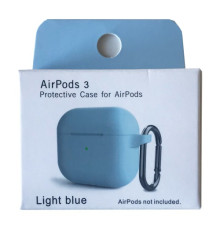 Чохол для AirPods 3 Silicone Slim (+ Карабин) NEW BOX Light blue mag-2000001458662132873