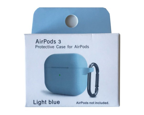 Чохол для AirPods 3 Silicone Slim (+ Карабин) NEW BOX Light blue mag-2000001458662132873