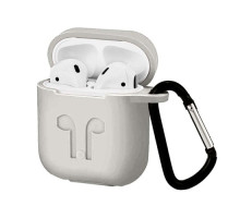 Чохол для AirPods силіконовий LOGO 2в1(+ карабин) тех.пак White mag-200000097625941086