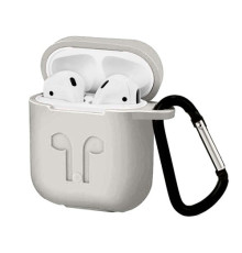 Чохол для AirPods силіконовий LOGO 2в1(+ карабин) тех.пак White mag-200000097625941086