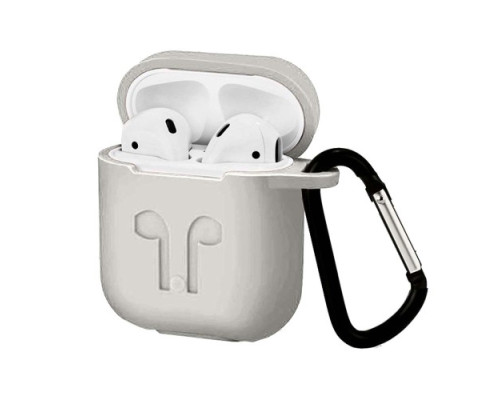 Чохол для AirPods силіконовий LOGO 2в1(+ карабин) тех.пак White mag-200000097625941086