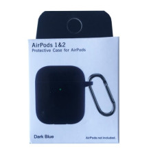 Чохол для AirPods 1/2 Silicon Slim (+ карабин) NEW BOX Dark blue mag-2000001458396132850