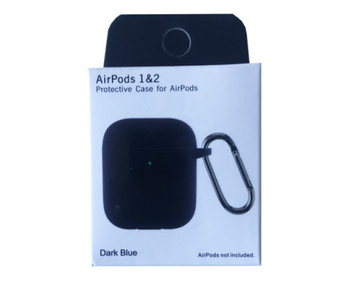Чохол для AirPods 1/2 Silicon Slim (+ карабин) NEW BOX Dark blue mag-2000001458396132850