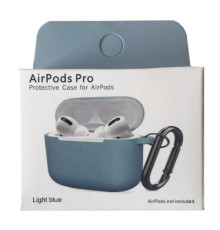 Чохол для AirPods Pro Silicone Slim (+ карабин) NEW BOX Light blue mag-2000001458563132863