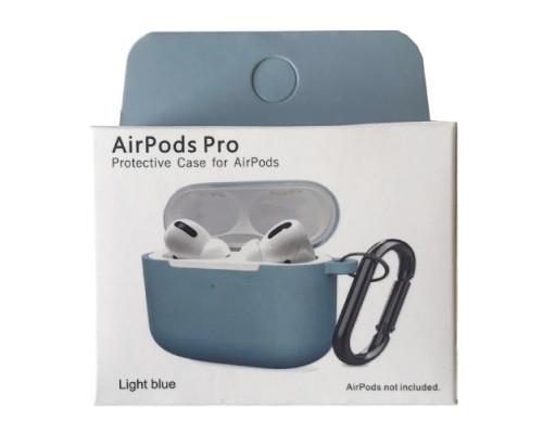 Чохол для AirPods Pro Silicone Slim (+ карабин) NEW BOX Light blue mag-2000001458563132863