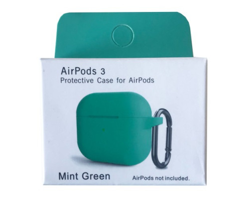 Чохол для AirPods 3 Silicone Slim (+ Карабин) NEW BOX Mint green mag-2000001458679132874