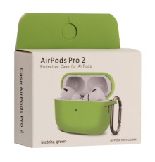 Чохол для AirPods Pro 2 Silicone Slim (+ Карабин) NEW BOX Mаtcha green mag-2000001458877132891