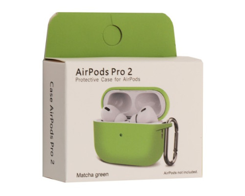 Чохол для AirPods Pro 2 Silicone Slim (+ Карабин) NEW BOX Mаtcha green mag-2000001458877132891