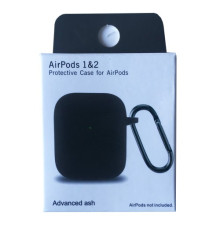Чохол для AirPods 1/2 Silicon Slim (+ карабин) NEW BOX Advanced ash mag-2000001459652104049