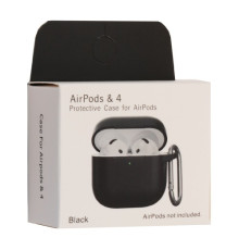 Чохол для AirPods 4 Silicone Slim (+ Карабин) NEW BOX Black mag-2000001575819132920