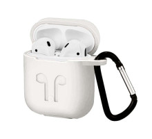 Чохол для AirPods силіконовий LOGO 2в1(+ карабин) тех.пак Trans-matt mag-200000097623541088
