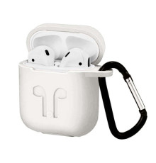 Чохол для AirPods силіконовий LOGO 2в1(+ карабин) тех.пак Trans-matt mag-200000097623541088
