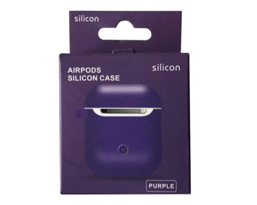 Чохол для AirPods Silicon Case Slim (+ карабин) COLOR BOX Purple mag-20000012527106105