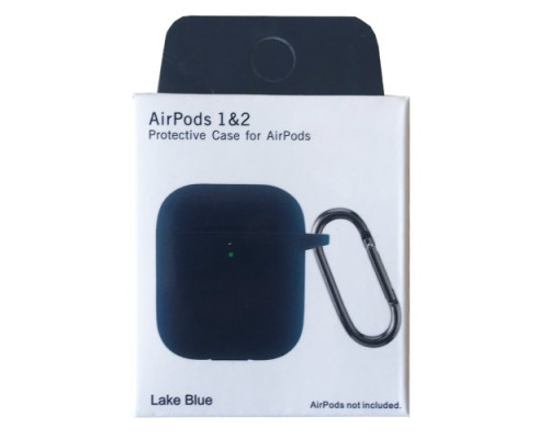 Чохол для AirPods 1/2 Silicon Slim (+ карабин) NEW BOX Lake blue mag-200000145841933173
