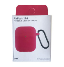 Чохол для AirPods 1/2 Silicon Slim (+ карабин) NEW BOX Pink mag-2000001458426132851