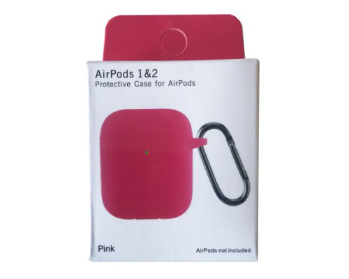 Чохол для AirPods 1/2 Silicon Slim (+ карабин) NEW BOX Pink mag-2000001458426132851
