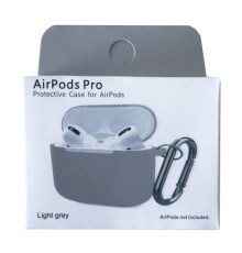 Чохол для AirPods Pro Silicone Slim (+ карабин) NEW BOX Light grey mag-2000001458587132865