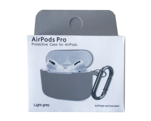 Чохол для AirPods Pro Silicone Slim (+ карабин) NEW BOX Light grey mag-2000001458587132865