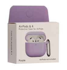 Чохол для AirPods 4 Silicone Slim (+ Карабин) NEW BOX Purple mag-2000001575758140576