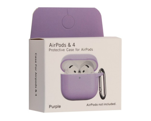Чохол для AirPods 4 Silicone Slim (+ Карабин) NEW BOX Purple mag-2000001575758140576