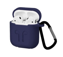 Чохол для AirPods силіконовий LOGO 2в1(+ карабин) тех.пак Dark-blue mag-200000097624241089