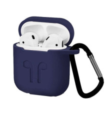 Чохол для AirPods силіконовий LOGO 2в1(+ карабин) тех.пак Dark-blue mag-200000097624241089