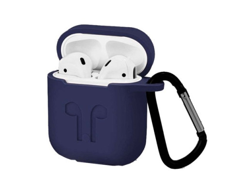Чохол для AirPods силіконовий LOGO 2в1(+ карабин) тех.пак Dark-blue mag-200000097624241089
