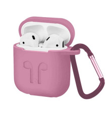 Чохол для AirPods силіконовий LOGO 2в1(+ карабин) тех.пак Pink mag-2000000976266138317